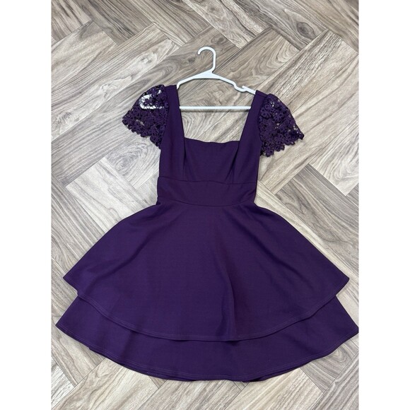City Triangles Juniors  Mini Fit & Flare Dress Size 3/4 Purple - Picture 1 of 7